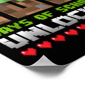 Level 100 Days of School ontgrendeld gaming Pixel  Poster (Hoek)