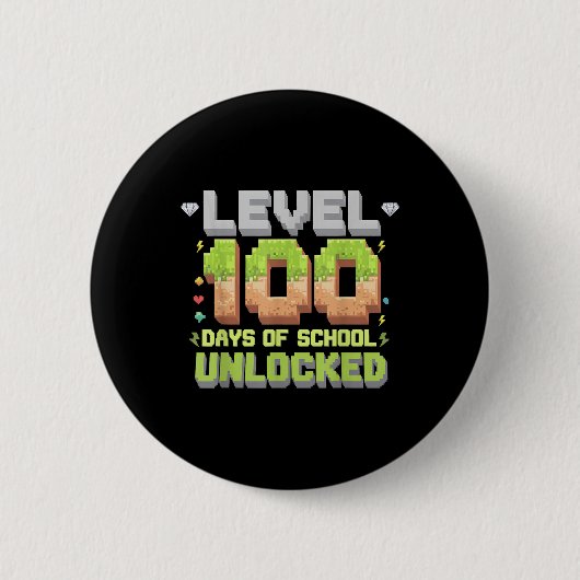 Level 100 Days of School ontgrendeld gaming Pixel  Ronde Button 5,7 Cm (Voorkant)