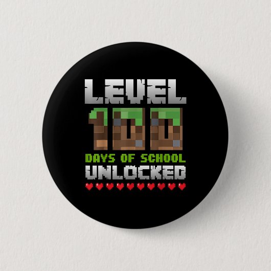 Level 100 Days of School ontgrendeld gaming Pixel  Ronde Button 5,7 Cm (Voorkant)