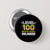 Level 100 Days of School ontgrendeld gaming Pixel  Ronde Button 5,7 Cm (Voorkant /achterkant)