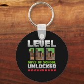 Level 100 Days of School ontgrendeld gaming Pixel  Sleutelhanger (Voorkant)