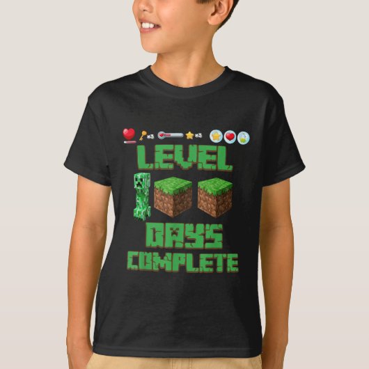 Level 100 Days of School ontgrendeld gaming Pixel  T-shirt (Voorkant)