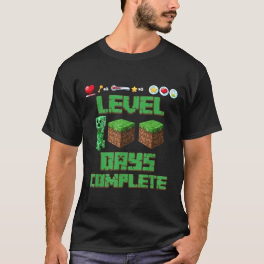 Level 100 Days of School ontgrendeld gaming Pixel  T-shirt (Voorkant)