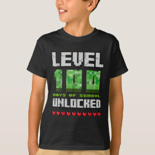 Level 100 Days of School ontgrendeld gaming Pixel  T-shirt