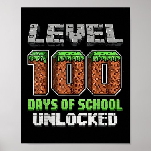 Level 100 Days of School ontgrendeld Pixel-videoga Poster (Voorkant)