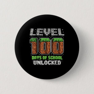 Level 100 Days of School ontgrendeld Pixel-videoga Ronde Button 5,7 Cm