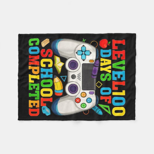 Level 100 Days Of School Unlocked Boys 100th Day O Fleece Deken (Voorkant (Horizontaal))