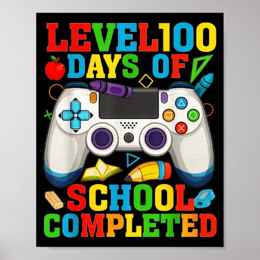 Level 100 Days Of School Unlocked Boys 100th Day O Poster (Voorkant)
