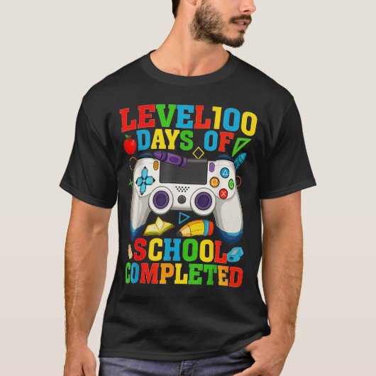 Level 100 Days Of School Unlocked Boys 100th Day O T-shirt (Voorkant)