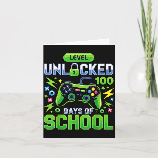 Level 100 Days Of School Unlocked Funny Video Game Kaart (Voorkant)