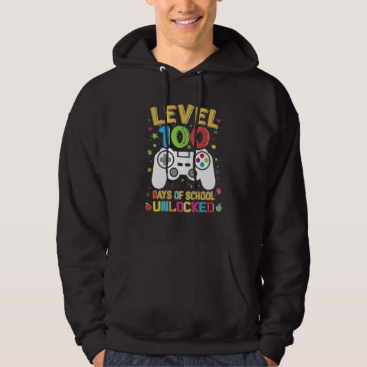 Level 100 Days Of School Unlocked Gamer 100th Day  Hoodie (Voorkant)