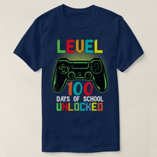 Level 100 Days Of School Unlocked Gamer Video Game T-shirt (Design voorkant)