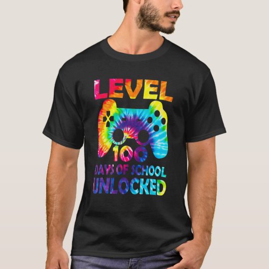 Level 100 Days Of School Unlocked Gamer Video Game T-shirt (Voorkant)