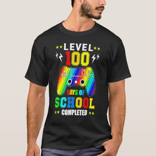 Level 100 Days Of School Unlocked Gamer Video Game T-shirt (Voorkant)