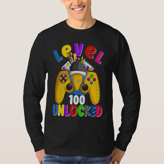 Level 100 Days Of School Unlocked Gamer Video Game T-shirt (Voorkant)