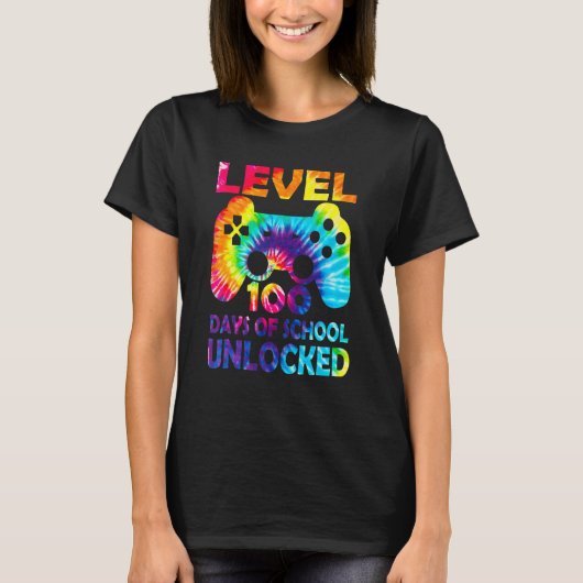 Level 100 Days Of School Unlocked Gamer Video Game T-shirt (Voorkant)