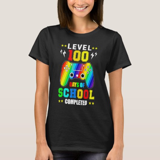 Level 100 Days Of School Unlocked Gamer Video Game T-shirt (Voorkant)