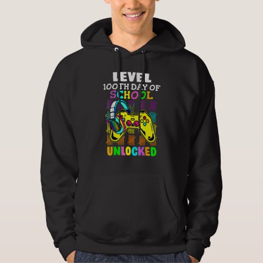 Level 100 Days Of School Unlocked Gaming Shirts, V Hoodie (Voorkant)