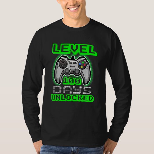 Level 100 Days Of School Unlocked Video Game Boys T-shirt (Voorkant)