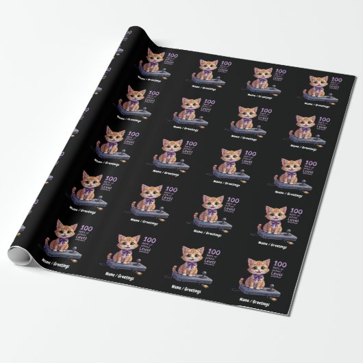 Level 100 Days of School Unlocked vieren Cadeaupapier (Uitgerold)