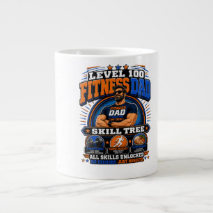Level 100 Fitness Papa Shirt – Skill Tree Gym Papa Grote Koffiekop