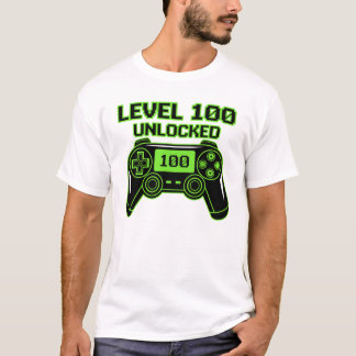Level 100 Ontgrendeld 100ste Dag Van School Gamer T-shirt