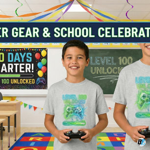 Level 100 Ontgrendeld   Gamer 100ste Dag Van Schoo T-shirt