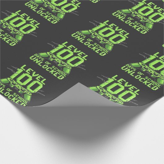 Level 100th Days of School Ontgrendeld Gaming Scho Cadeaupapier (Hoek)