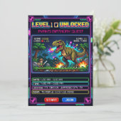 Level 10 Arcade Game T Rex Jongens Verjaardag Kaart (Staand voorkant)