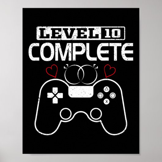 Level 10 Complete 10 jaar bruiloft Jubileum Vid Poster (Voorkant)