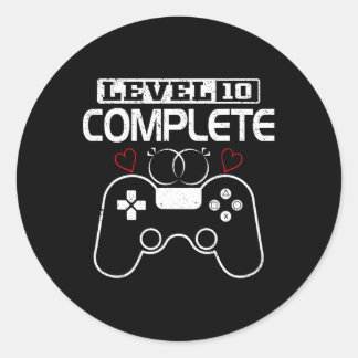 Level 10 Complete 10 jaar bruiloft Jubileum Vid Ronde Sticker