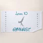 Level 10 Gymnast Beach Towel met haar naam Strandlaken (Voorkant)