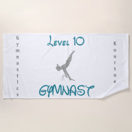 Level 10 Gymnast Beach Towel met haar naam Strandlaken