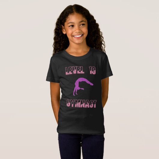 Level 10 Gymnast Roze en Paarse Sparkle T-Shirt (Voorkant volledig)