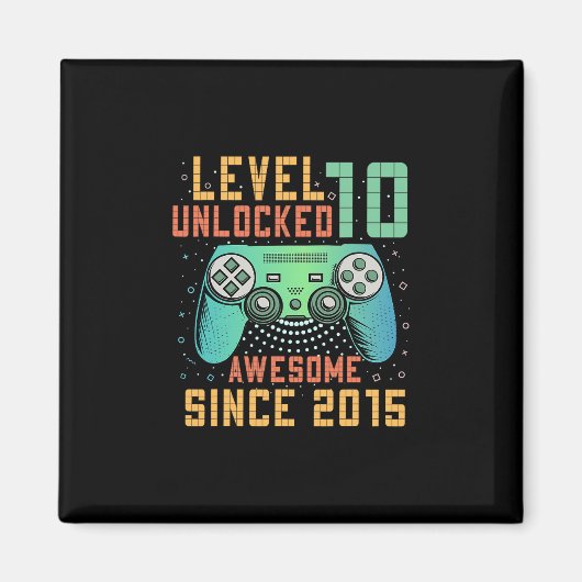 Level 10 Ontgrendeld 10e Verjaardag 10 Jaar Oude J Magneet (Voorkant)
