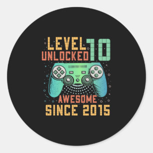 Level 10 Ontgrendeld 10e Verjaardag 10 Jaar Oude J Ronde Sticker