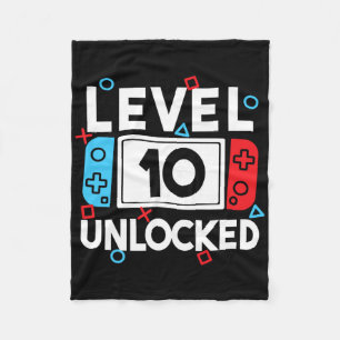 Level 10 Ontgrendeld Gamer 10e Verjaardag Videospe Fleece Deken