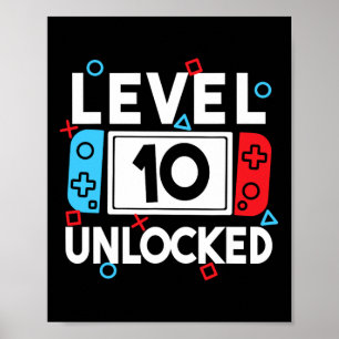 Level 10 Ontgrendeld Gamer 10e Verjaardag Videospe Poster