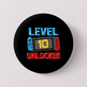 Level 10 Ontgrendeld Gamer 10e Verjaardagscadeau V Ronde Button 5,7 Cm