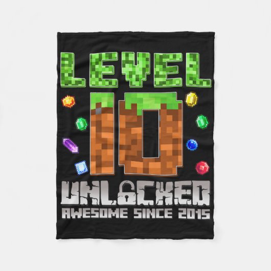 Level 10 Ontgrendeld Geweldig Sinds 2015 10de Pixe Fleece Deken (Voorkant)