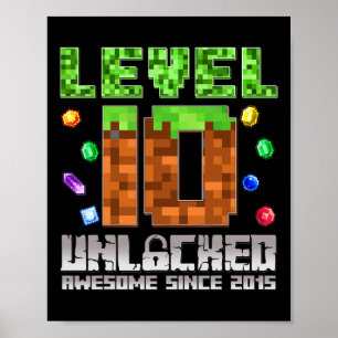Level 10 Ontgrendeld Geweldig Sinds 2015 10e Pixel Poster