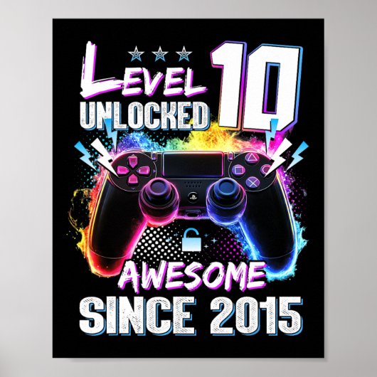 Level 10 Ontgrendeld Geweldig Sinds 2015 10e Verja Poster (Voorkant)