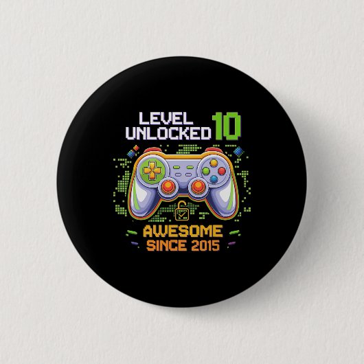 Level 10 Ontgrendeld Geweldig Sinds 2015 10e Verja Ronde Button 5,7 Cm (Voorkant)