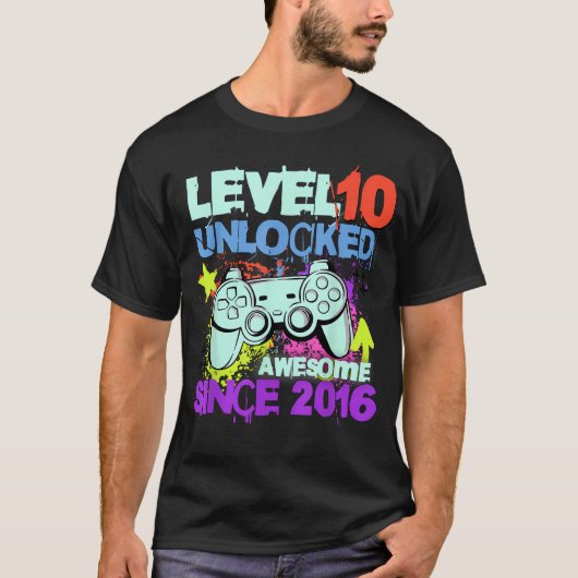 Level 10 Ontgrendeld Geweldig Sinds 2016 10e T-shirt (Voorkant)