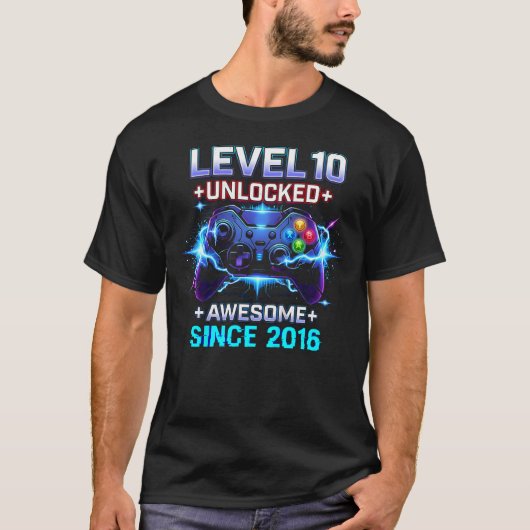 Level 10 Ontgrendeld Geweldig Sinds 2016 10e T-shirt (Voorkant)
