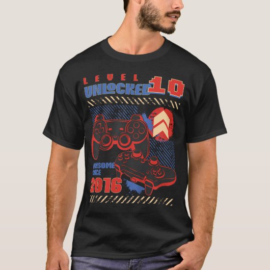 Level 10 Ontgrendeld Geweldig Sinds 2016 10e T-shirt (Voorkant)