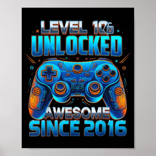 Level 10 Ontgrendeld Geweldig Sinds 2016 10e Verja Poster (Voorkant)