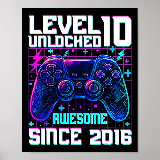 Level 10 Ontgrendeld Geweldig Sinds 2016 10e Verja Poster (Voorkant)