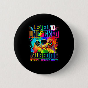 Level 10 Ontgrendeld Geweldige Gamethema Verjaarda Ronde Button 5,7 Cm