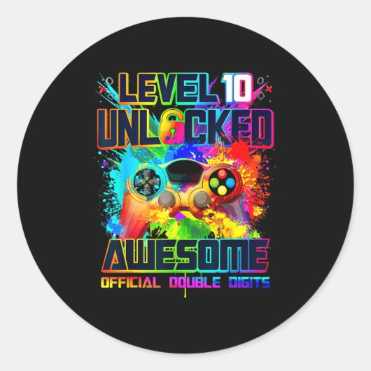 Level 10 Ontgrendeld Geweldige Gametheorie Verjaar Ronde Sticker (Voorkant)